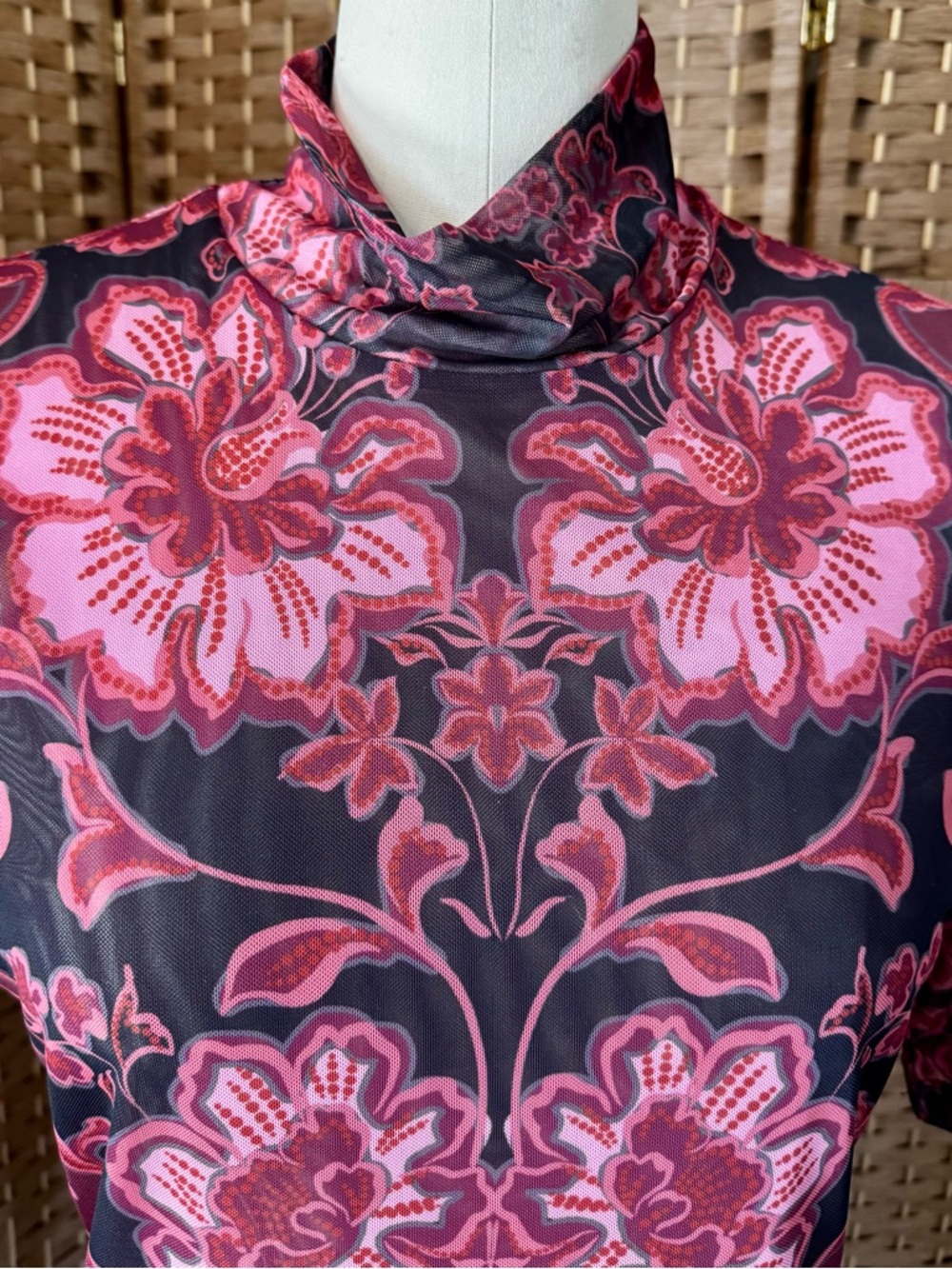 NWT Johnny Was mesh mock neck top M - Picture 3 of 10